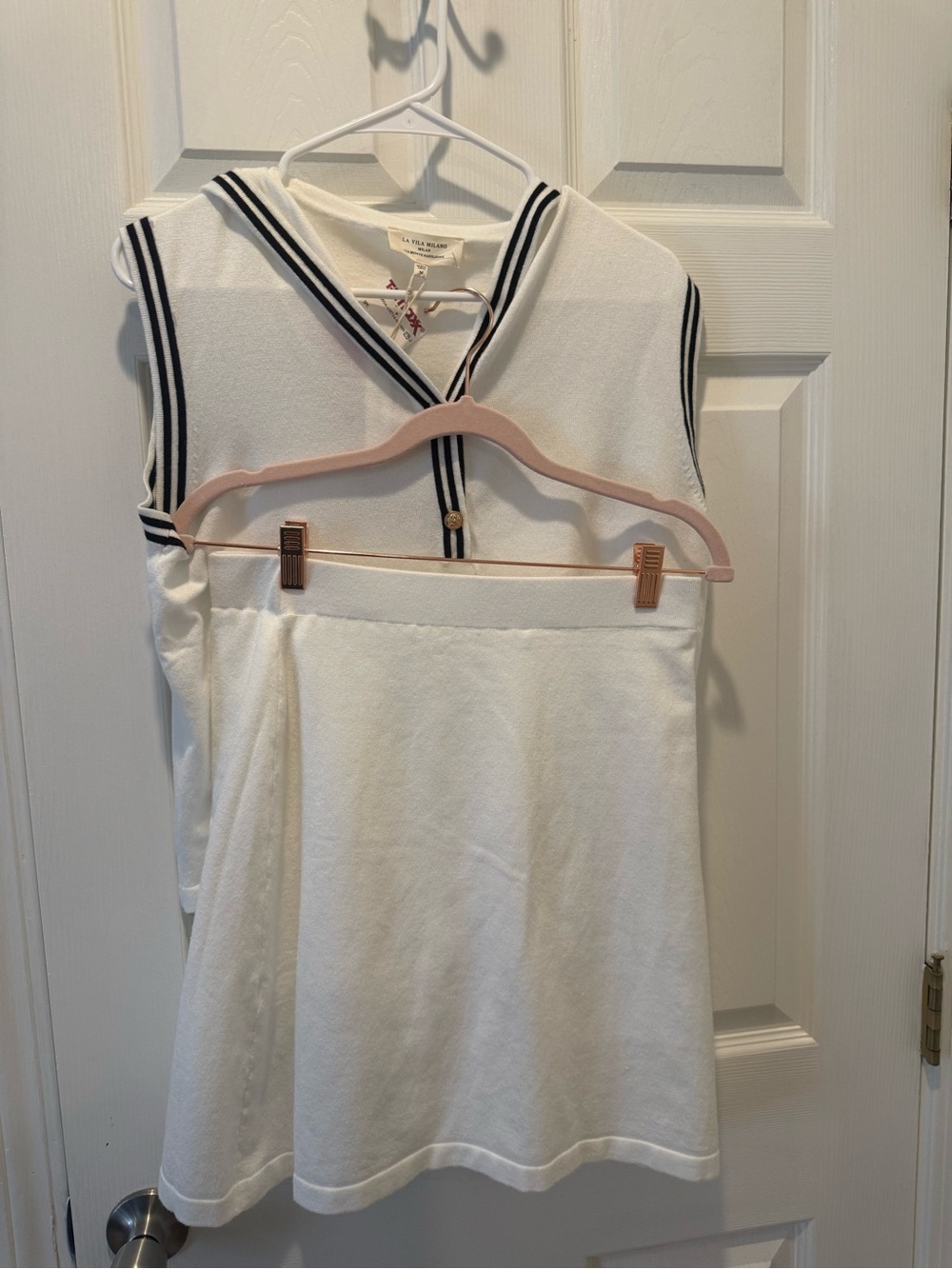 Women’s White Sailor-Trim Tank & Skirt Set